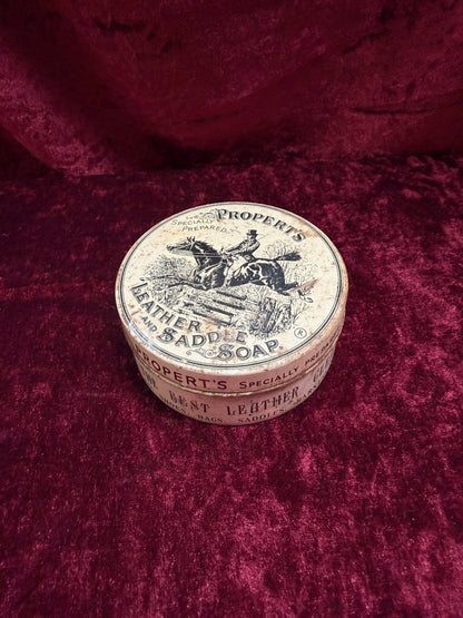 Vintage Medicine Cabinet - Metal Advertisement Tin - Propert’s Leather and Saddle Soap