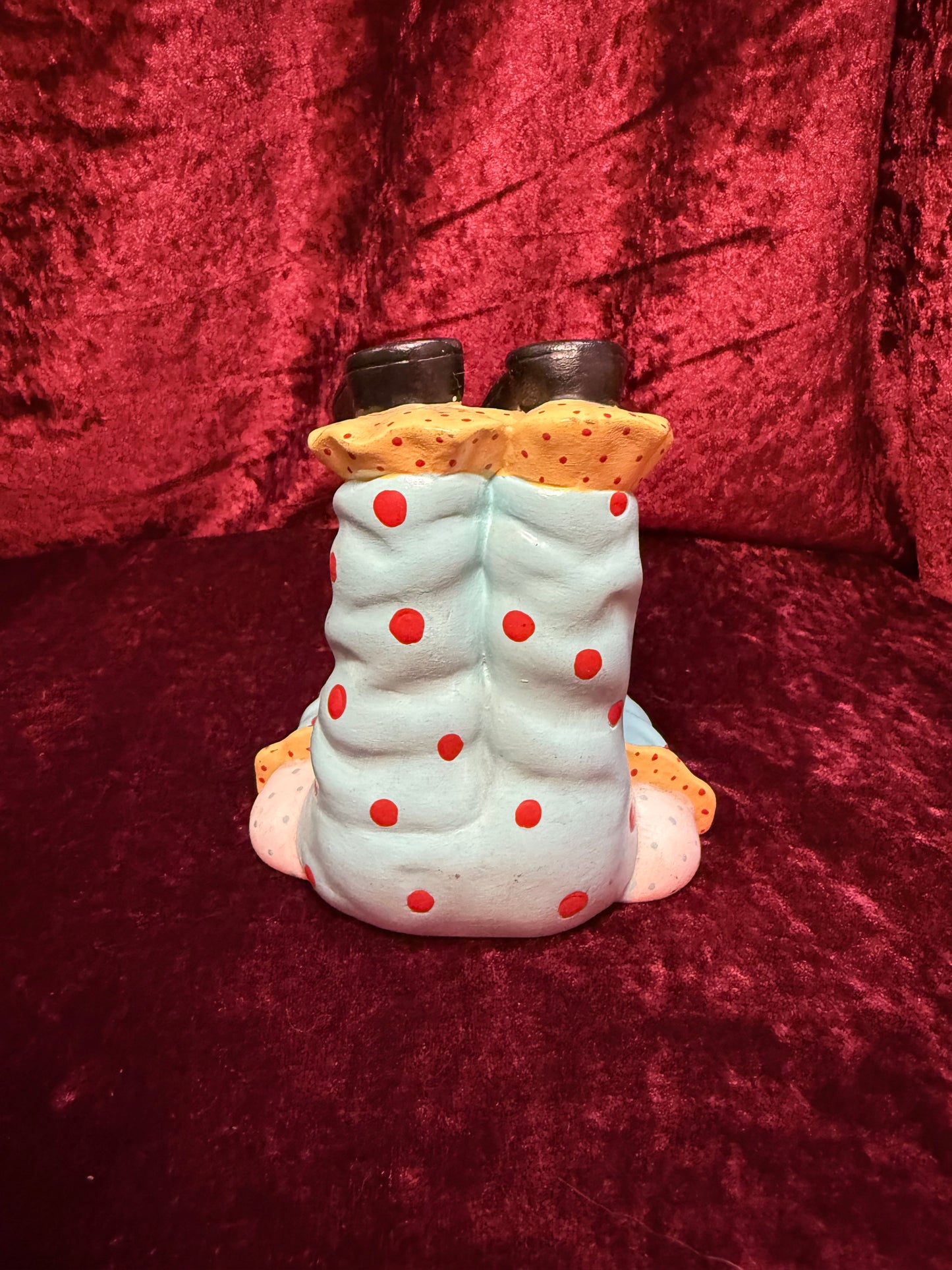 Vintage Clown Art - Whimsical Ceramic Figure - Clown with Legs Up