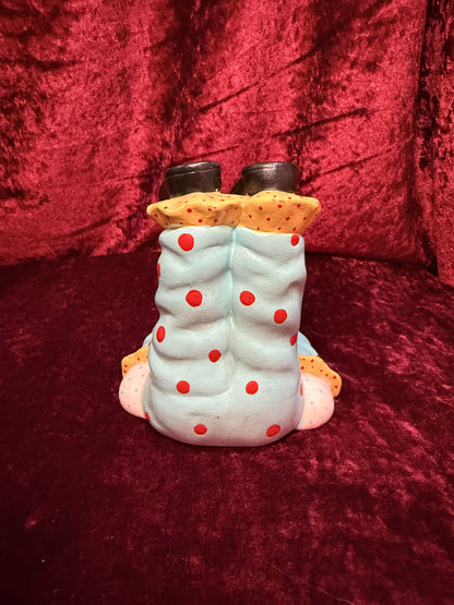 Vintage Clown Art - Whimsical Ceramic Figure - Clown with Legs Up