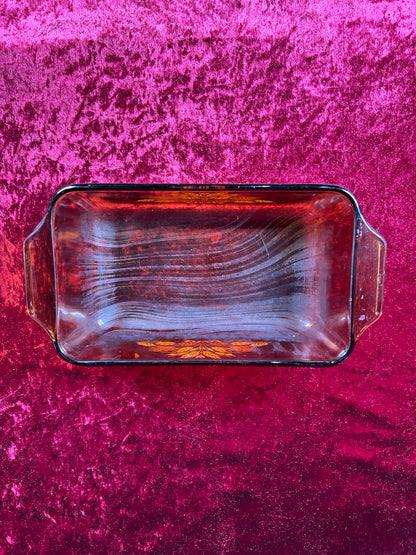 Vintage Kitchen - Casserole Pan - Harvest Pattern - Brown Glass - Anchor Hocking