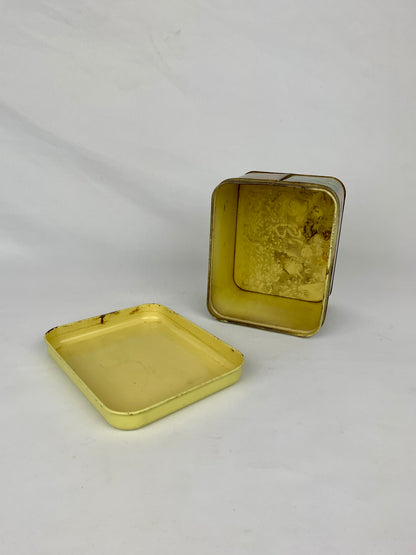 1970s Cheinco Lidded Metal Stuff Box Tin- Vintage Style Advertisement Graphics