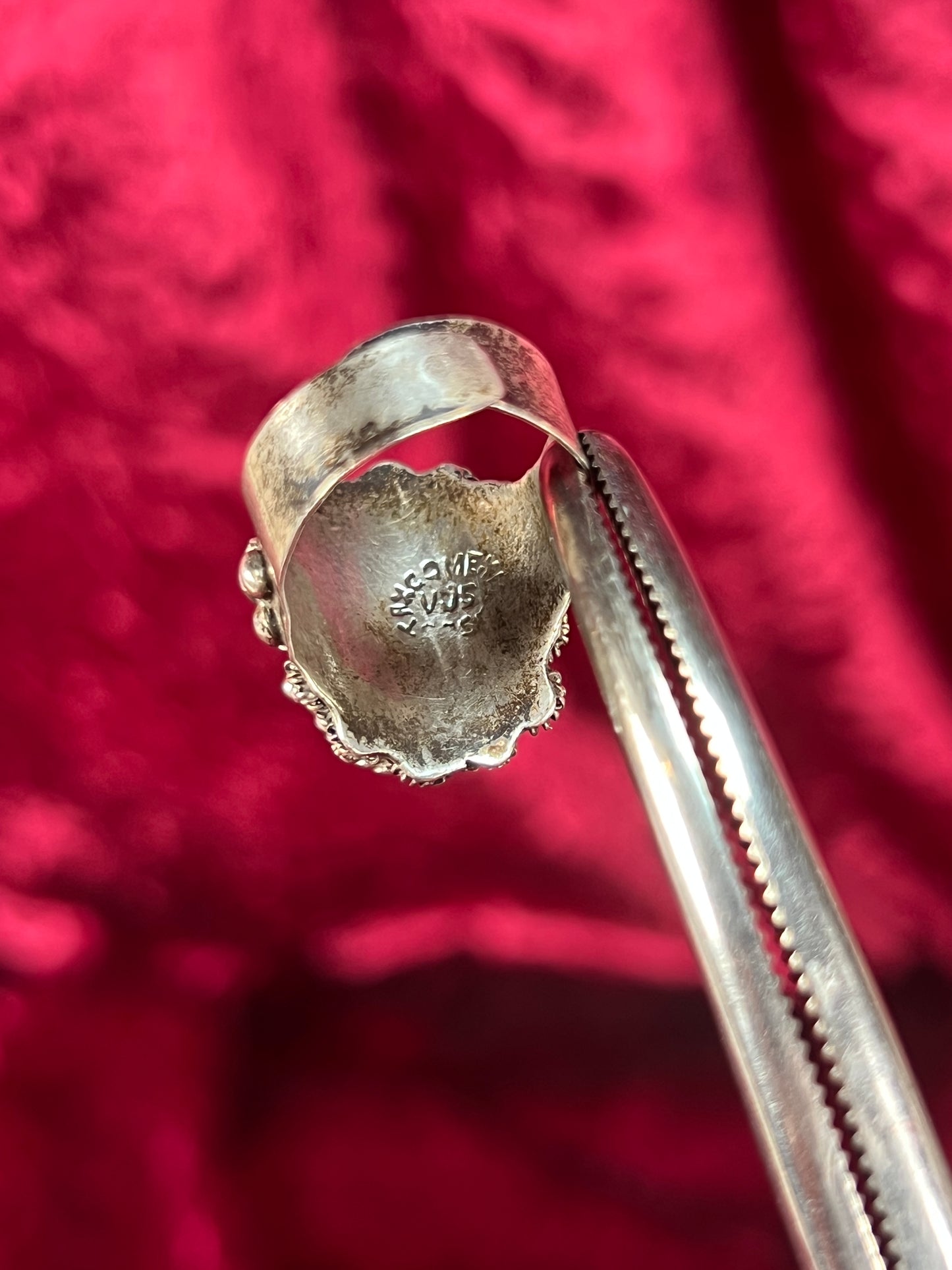 Vintage Jewelry - Adjustable Poison Ring - Sterling Silver - Tigers Eye Center Stone - Taxco