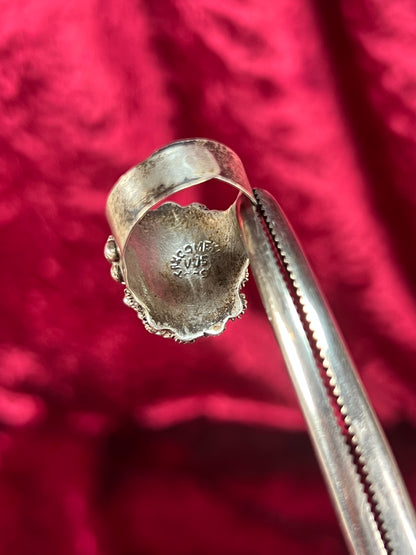 Vintage Jewelry - Adjustable Poison Ring - Sterling Silver - Tigers Eye Center Stone - Taxco