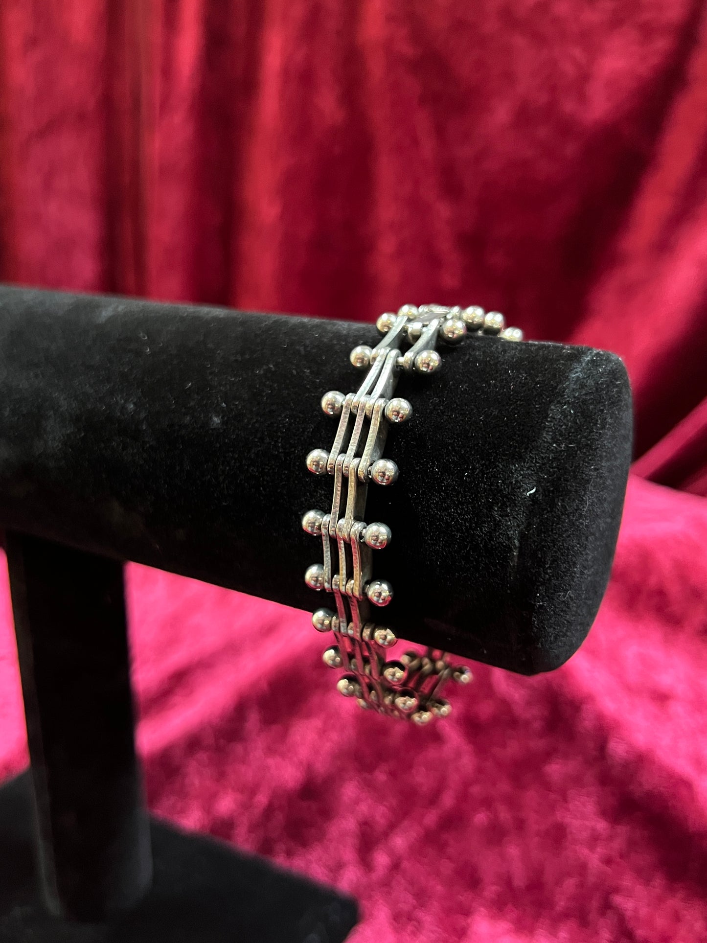 Vintage Jewelry - Bracelet - 925 Sterling Silver - Industrial Ball and Bar Link