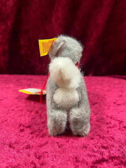 Vintage Collectibles - Miniature Stuffed Toy - Hoppy the Bunny - Plush Gray - 150/13 - Steiff