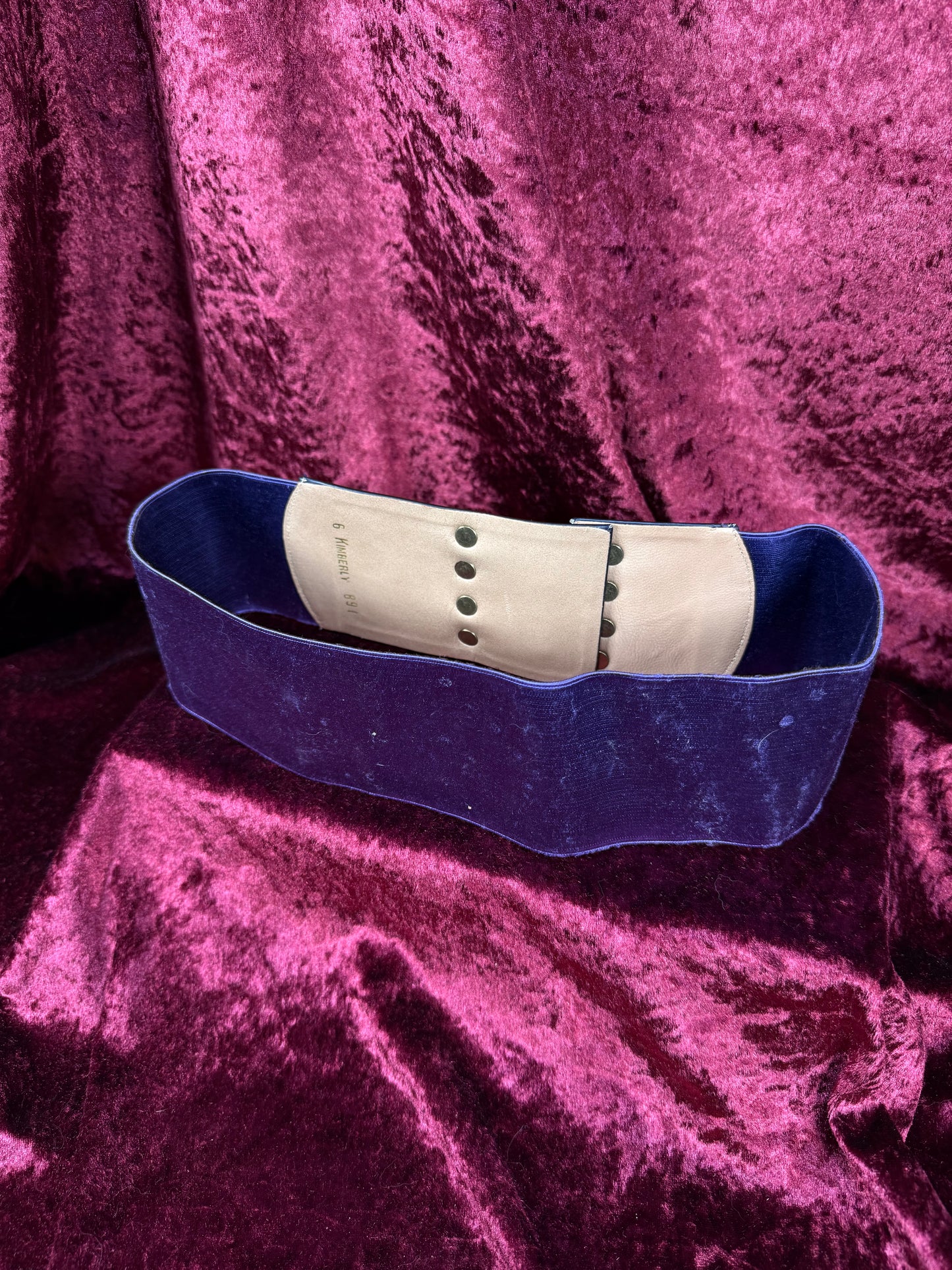 Vintage Accessories - Wide Band Stretch Waist Belt - Royal Purple with Front Hook Closure - Small / Medium