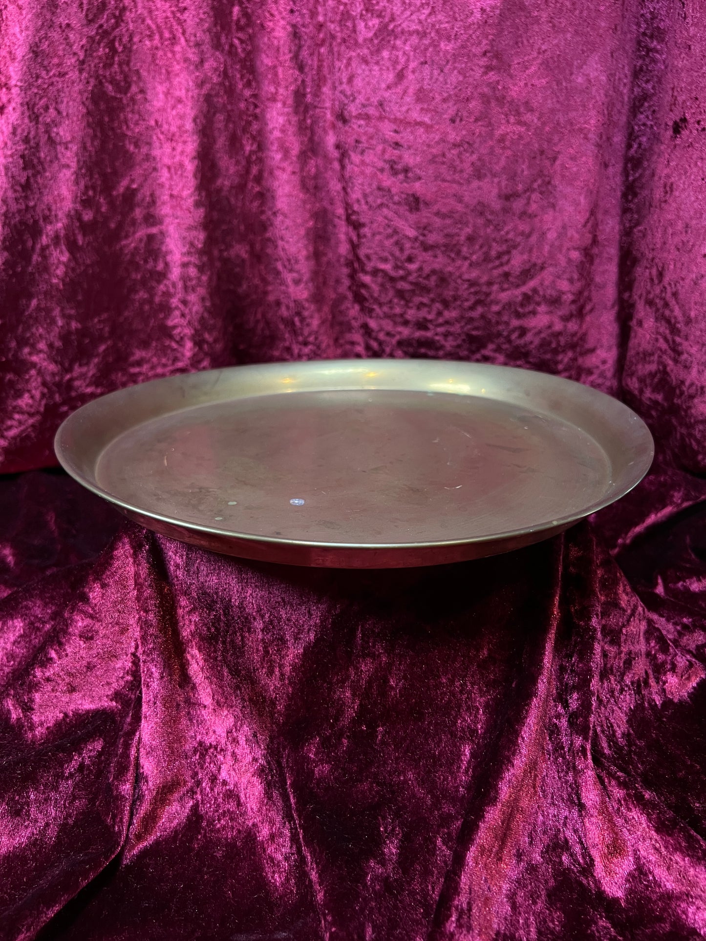 Vintage Brass Vanity Tray - Large Round Minimalist Perfume Display