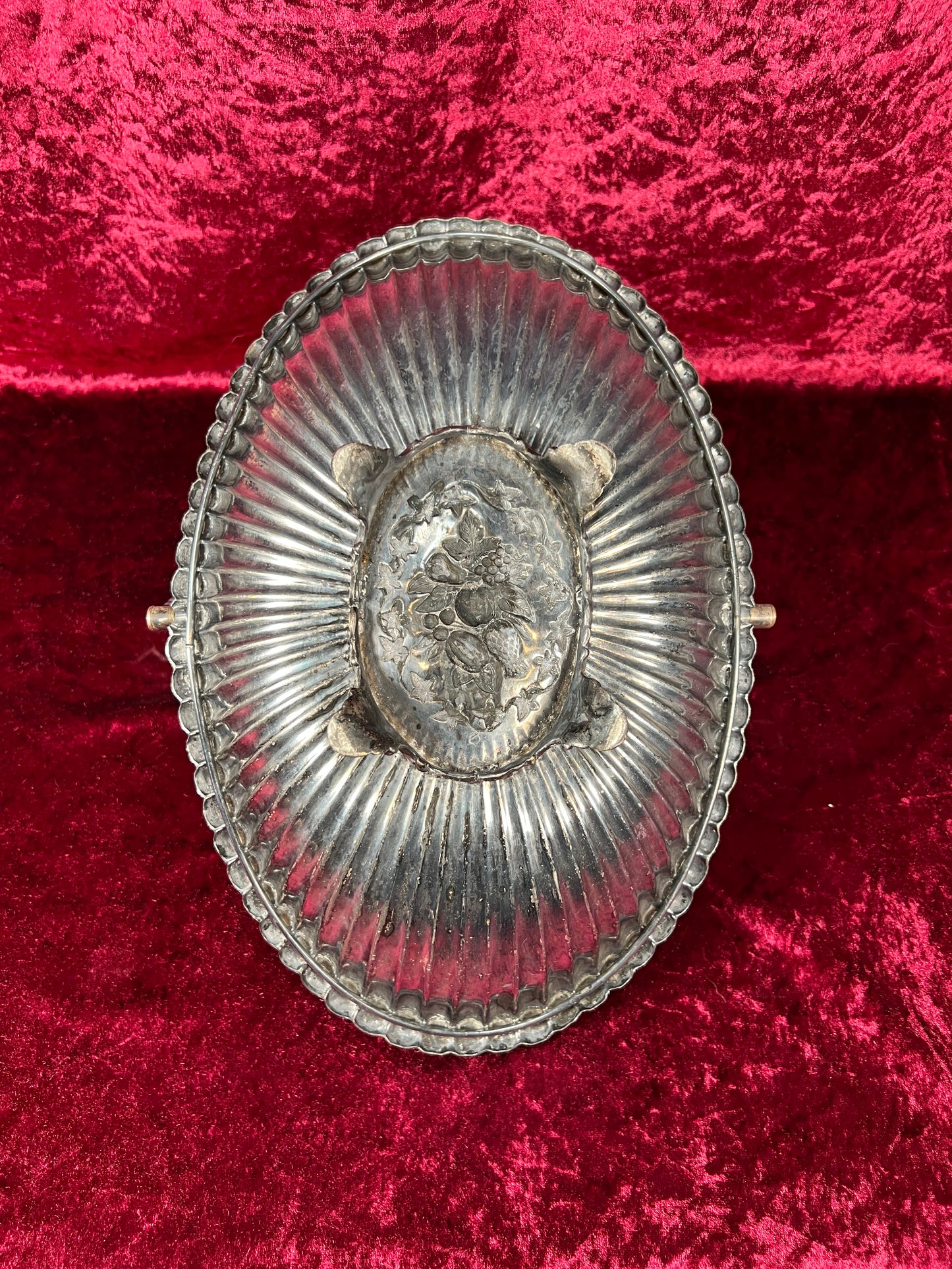 Vintage Home Decor - Silver Plate Basket Fruit Bowl - Antique Patina - Footed