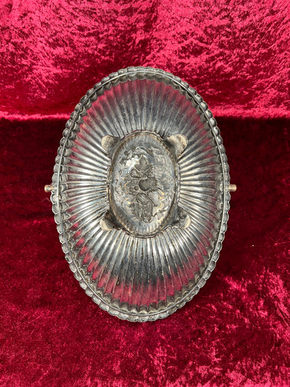 Vintage Home Decor - Silver Plate Basket Fruit Bowl - Antique Patina - Footed
