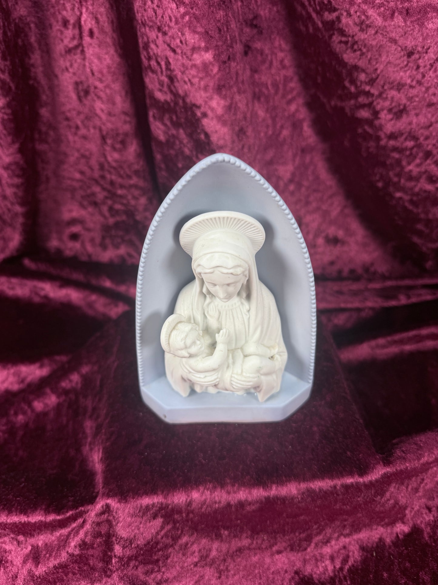 Vintage Bisque Porcelain Madonna and Child Planter Votive - BR Japan