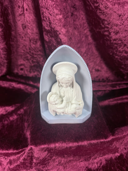 Vintage Bisque Porcelain Madonna and Child Planter Votive - BR Japan