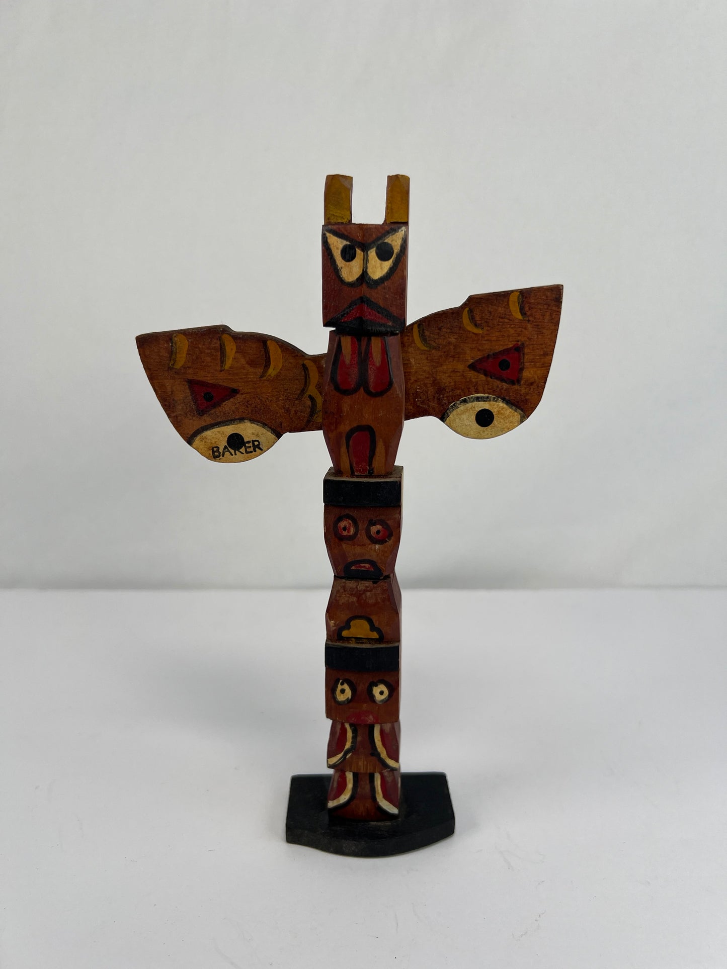 Vintage Souvenir - Hand Carved Totem Pole with Moveable Wings - Made in The Republic of China - 8"