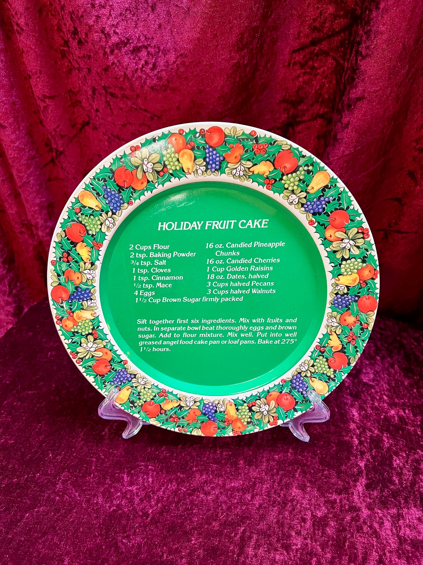 Vintage Christmas - Holiday Recipe Metal Cookie Trays - Holiday Fruit Cake - House of Lloyd