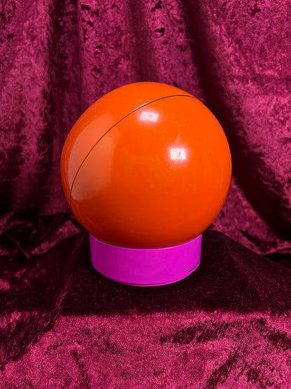 Vintage Plastic Ball Vanity Mirror - Mod Space Age Orange Pink Swivel - Japan
