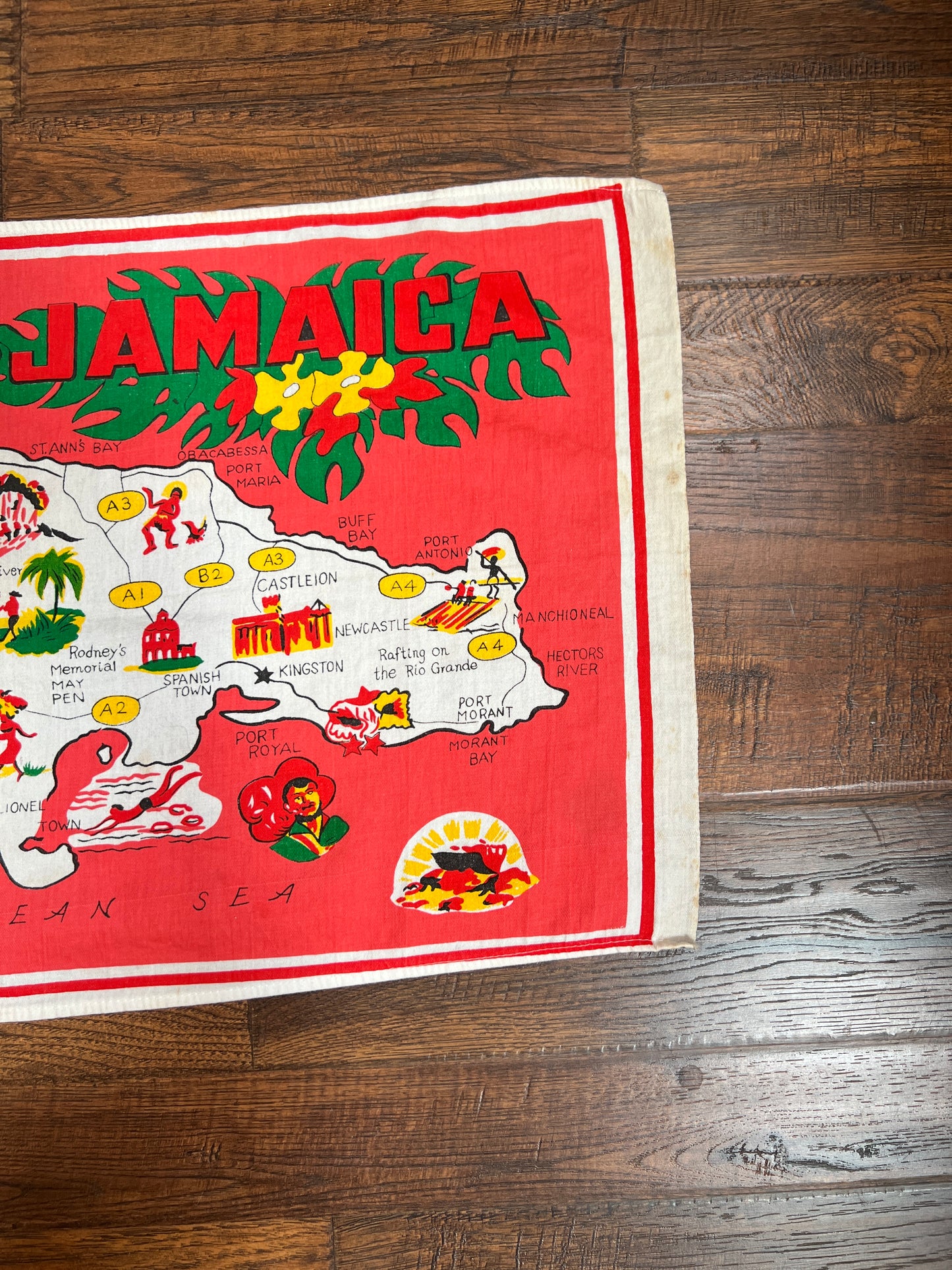 Vintage Linens - Souvenir Tea Towel - Greetings From Jamaica