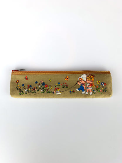 Rare Vintage 1980s Kutsuwa Beautiful Sunday Pencil Case with Original Pencils & Erasers - Japan