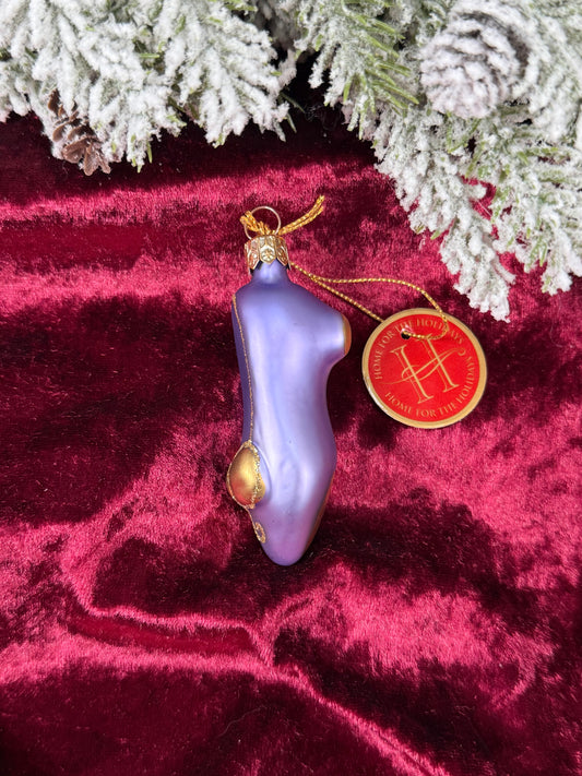Vintage Christmas - Handblown Glass Ornament - Heeled Purple Slipper - Home For The Holidays