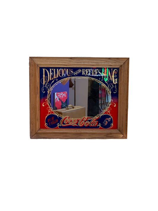 Vintage Coca-Cola Advertising Wood Framed Mirror