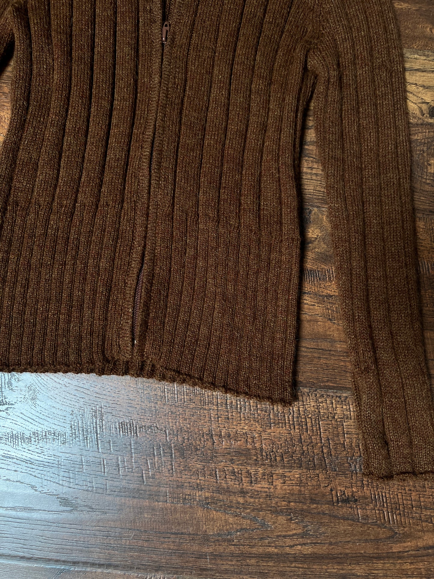 Vintage Inca Fashions Knit Sweater — Baby Alpaca Fur Collar Zip Front - Size Small