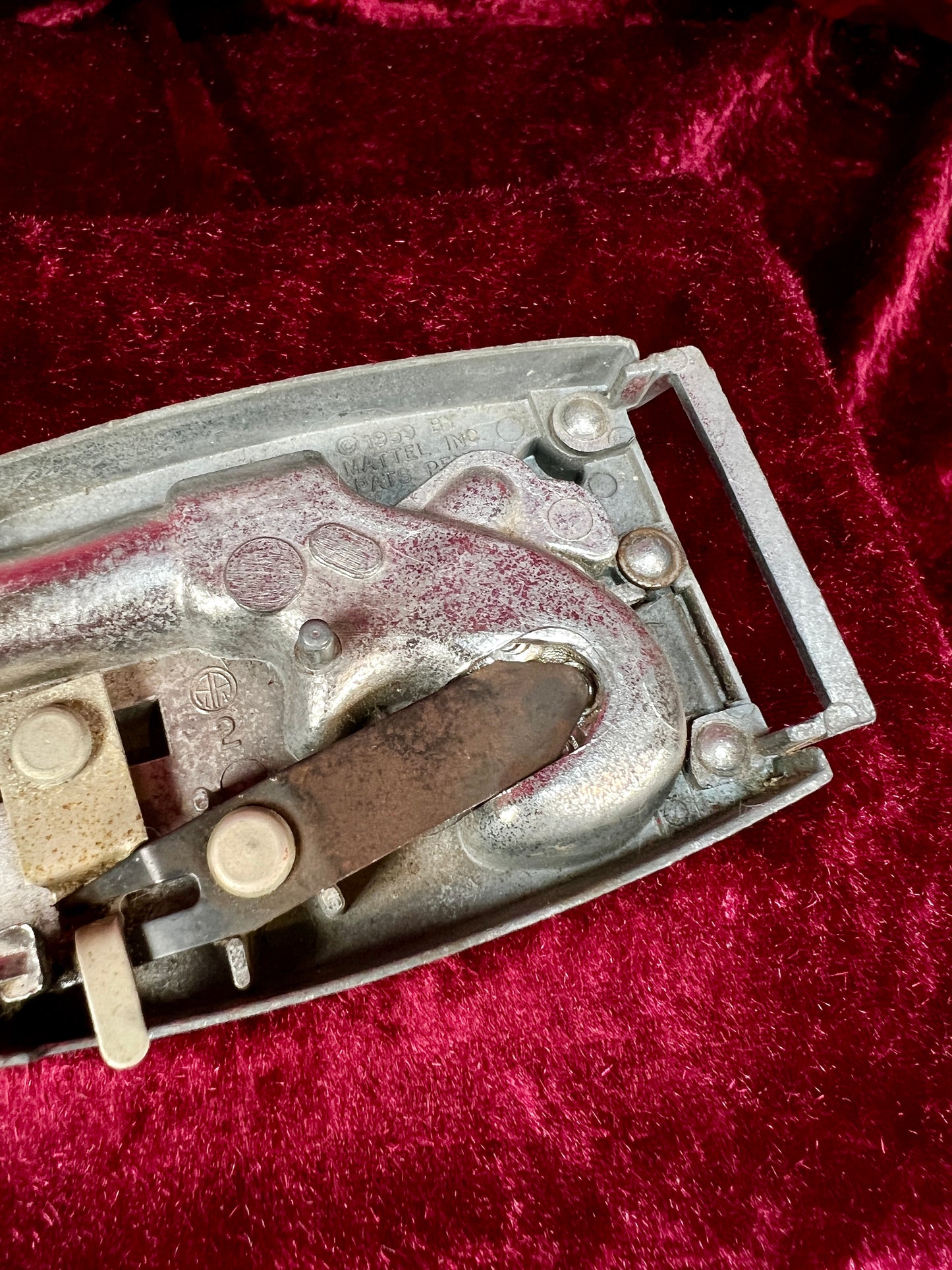 Vintage Metal Belt Buckle - Agent Zero Remington Derringer Cap Gun - 1959 Mattel