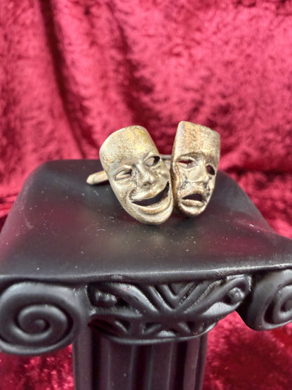 Vintage Accessories - Sterling Silver Cuff Links - Tragedy and Comedy Masks - Mexico