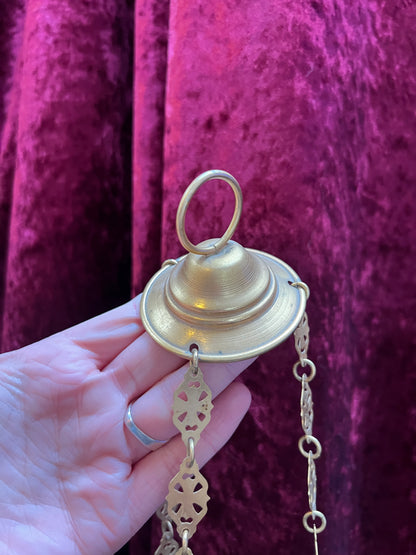 Vintage Religio - Antique Sanctuary Candle Lamp / Incense Censer - Gold and Cherubs