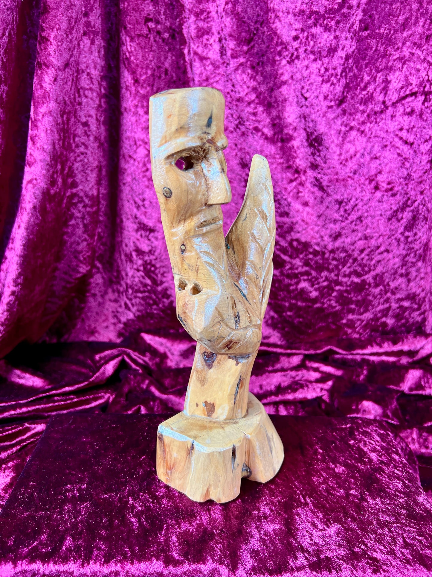 Vintage Oddities - Hand Carved Wood Statue - Face In The Tree