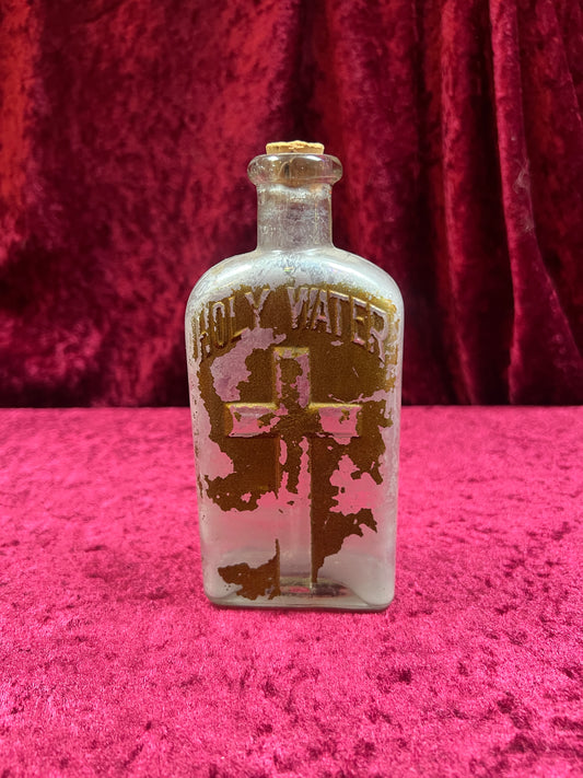 Vintage Religio - Antique Holy Water Bottle - 6.25"