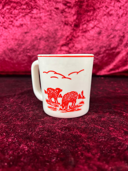 Vintage Kitchen - 1950s Children's Mug and Divided Plate Set - Ceramic - Little Bo Peep - Fire King