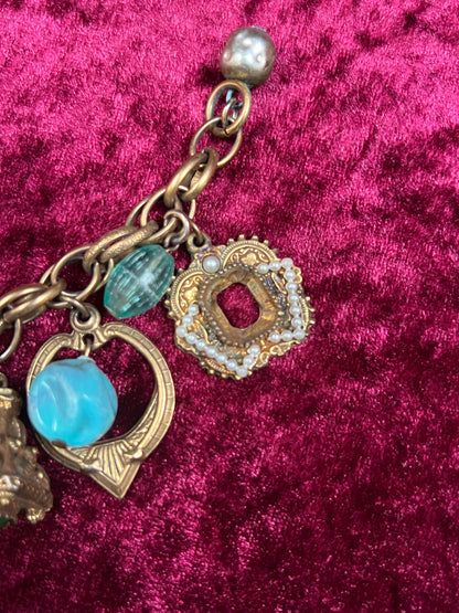 Vintage Jewelry - Charm Bracelet - Brass - Chunky Maximalist Charms - Japan