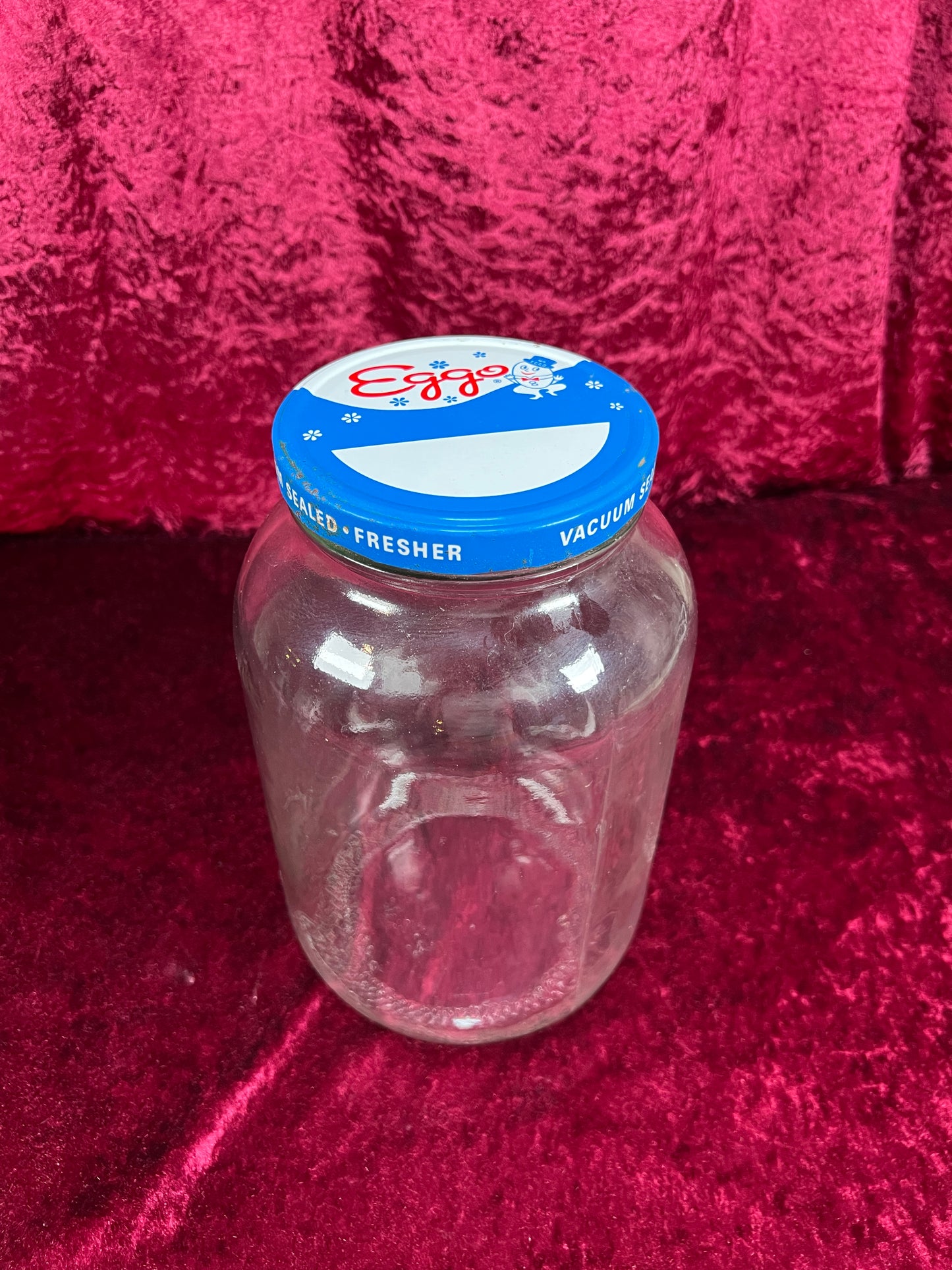 Vintage Glass Kitchen Storage Jar – Eggo Advertising Lid Mid Century Canister