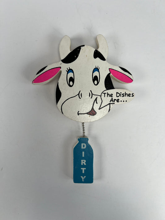 Vintage Refrigerator Magnet - Anthropomorphic Cow - The Dishes Are...