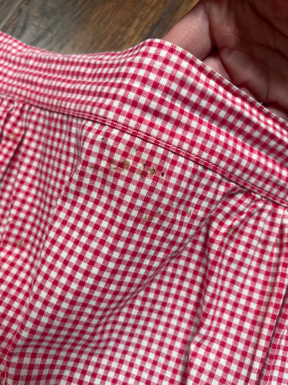 Vintage Clothing - Handmade Half Apron - Red and White Gingham - Apple Pocket