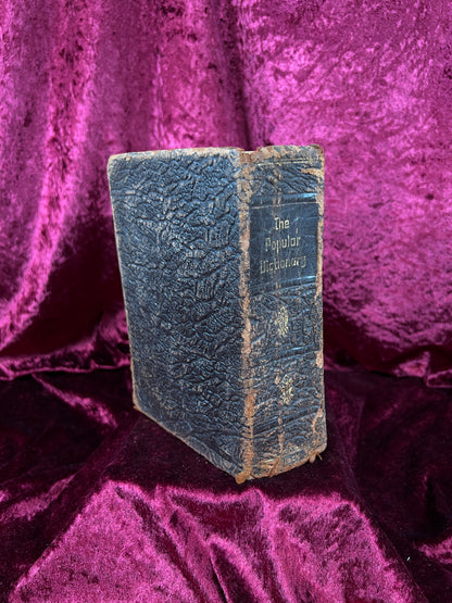 Vintage Leather Bound Dictionary Book - 1930 Popular Dictionary Reference