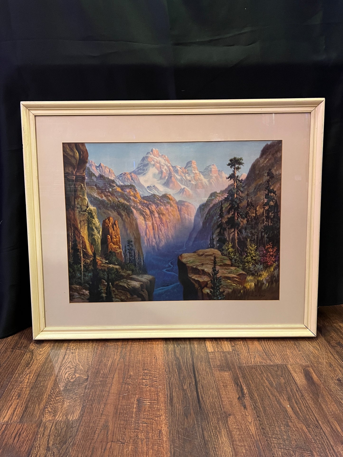 Vintage Wall Art - Framed Lithograph - Artist's Point in Yosemite National Park - G.B. Fox