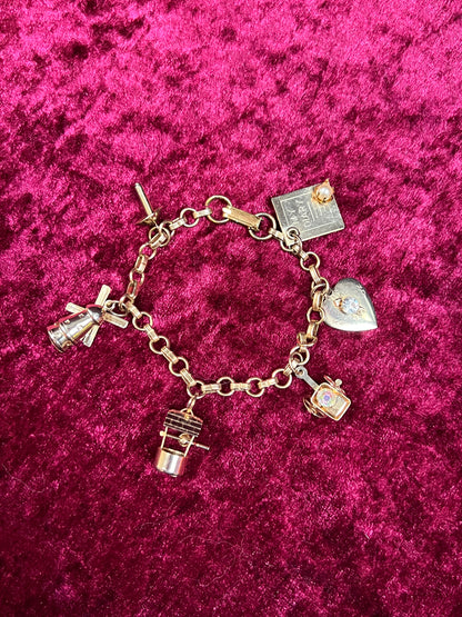 Vintage Jewelry - Dainty Charm Bracelet - Gold Tone - My Diary