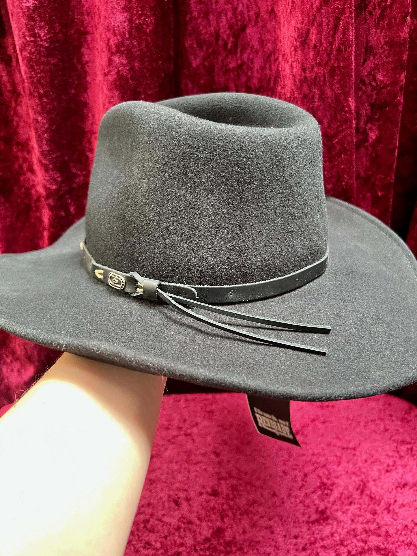 Vintage Wool Felt Cowboy Hat – Black Wide Brim Western Cowboy Style - Renegade Headwear - Medium