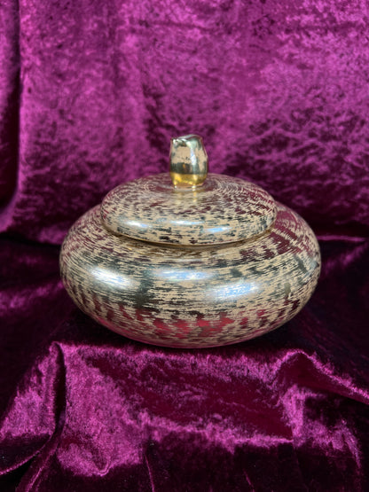 Vintage Stangl Ceramic Trinket Box – Granada Gold Metallic Lidded Dish