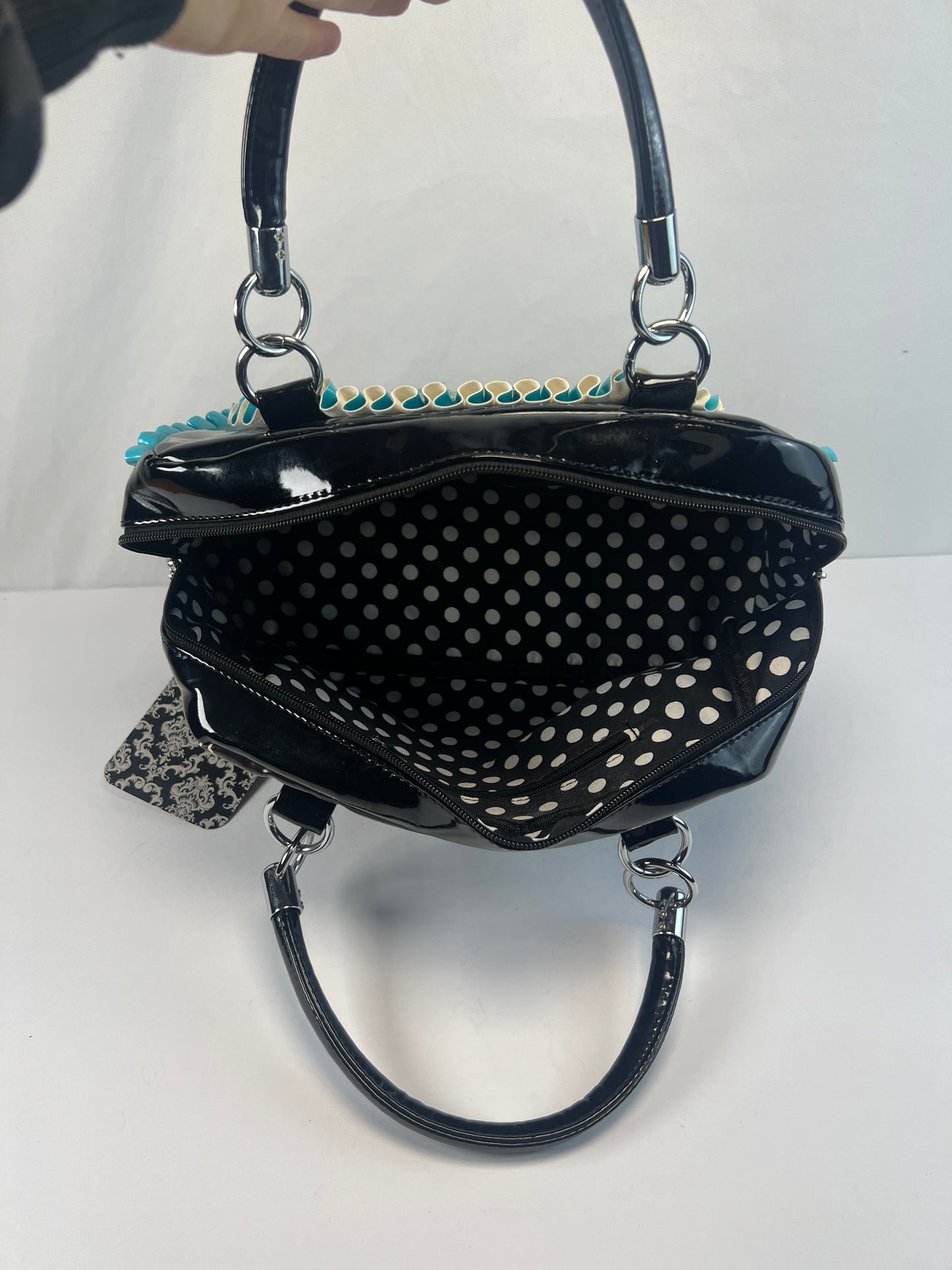 Vintage Purse - Y2K Mini Barrel Tote Bag - Black PVC - Octopus Tentacles - Too Fast Brand
