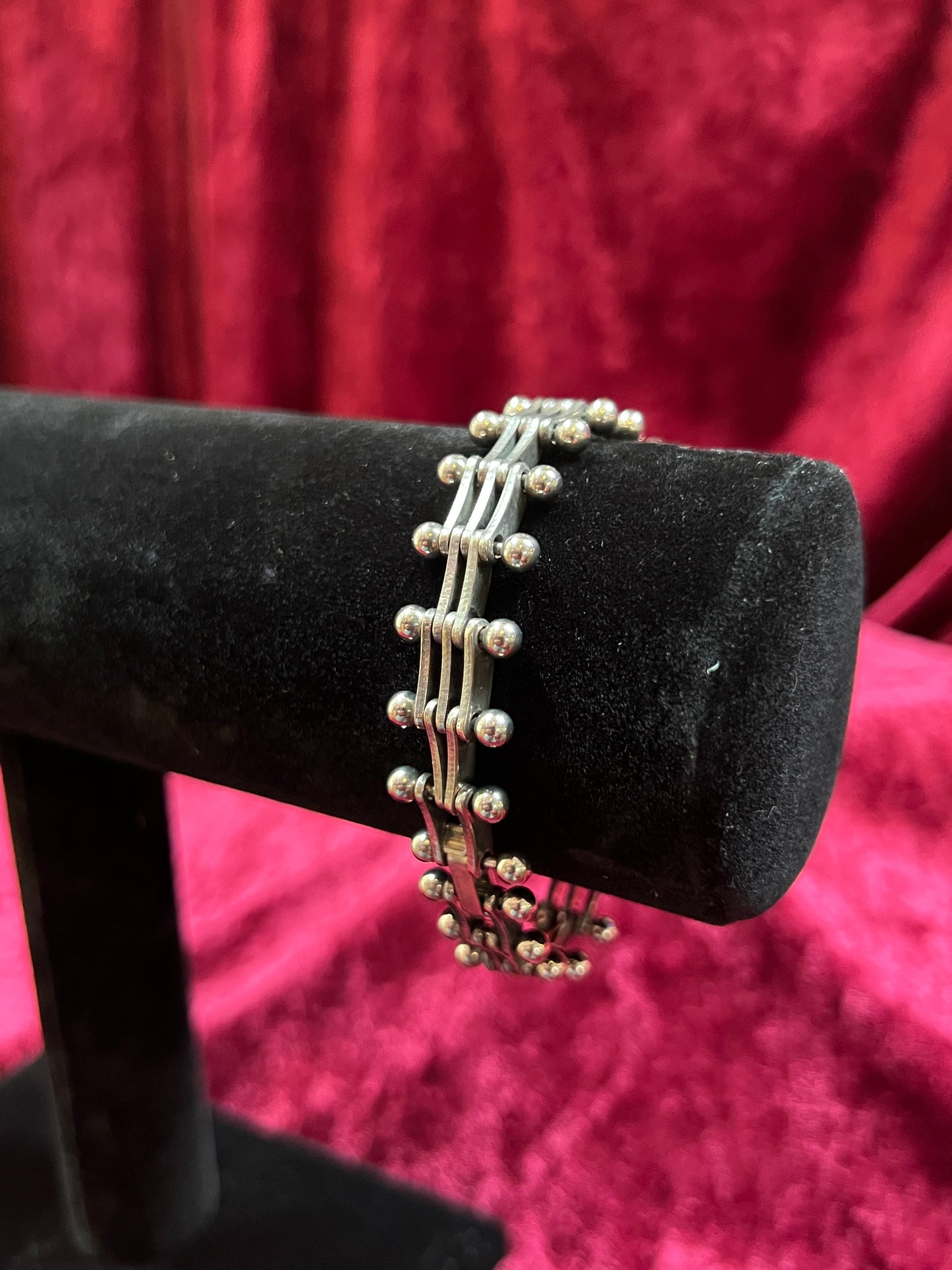Vintage Jewelry - Bracelet - 925 Sterling Silver - Industrial Ball and Bar Link