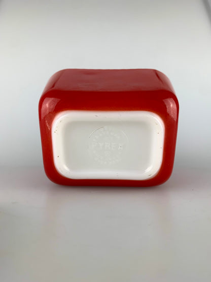 Vintage Pyrex 1/2 Cup Red Refrigerator Dishes w/ Lids - Set of 3