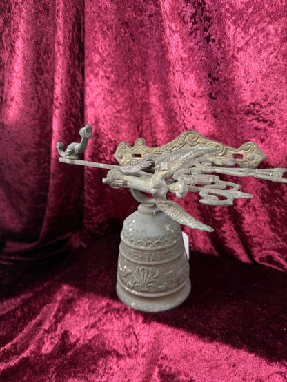 Antique Metal Monastery / Sanctuary Bell – Winged Angel - Latin Engraved