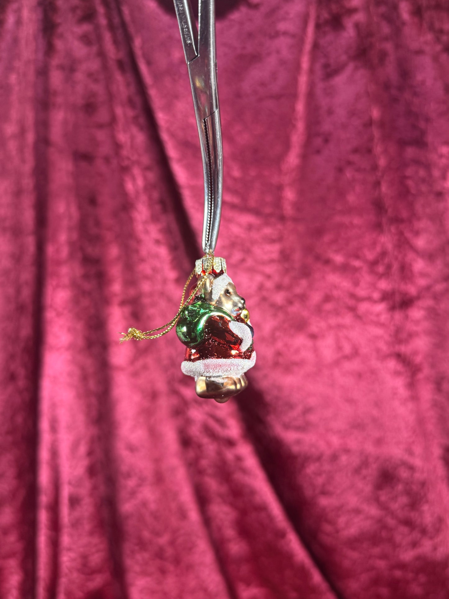 Vintage Christmas - Handblown Glass Ornament - Santa Claus Bear - 2"