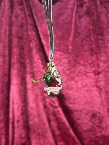 Vintage Christmas - Handblown Glass Ornament - Santa Claus Bear - 2"