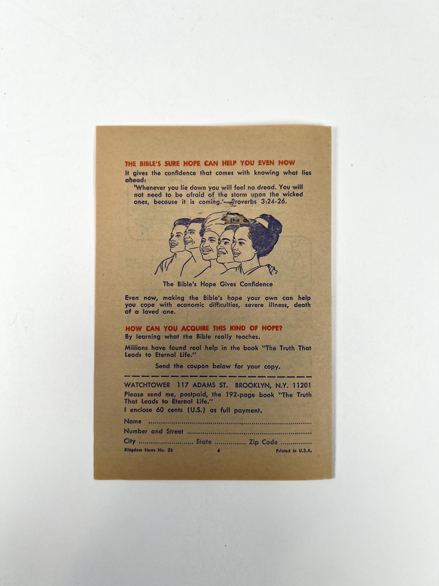 Vintage Ephemera - Religious Pamphlet - Hope For Ending Inflation, Sickness, Crime, and War?