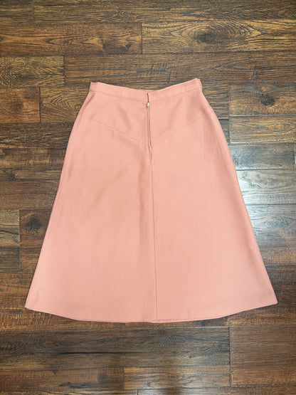 Vintage Clothing - Knee Length A-Line Skirt - Taupe Pink - Medium