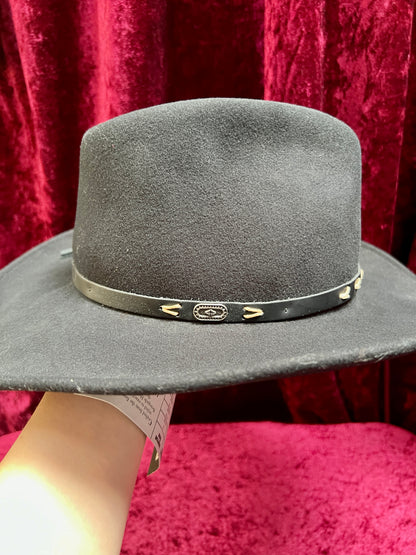 Vintage Wool Felt Cowboy Hat – Black Wide Brim Western Cowboy Style - Renegade Headwear - Medium