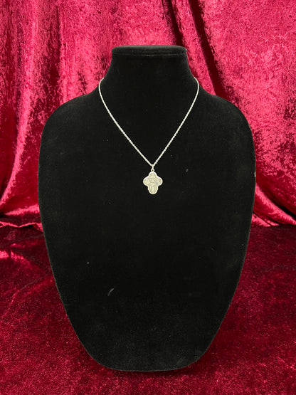 Vintage Silver Plated Religious Medal Pendant - Mother Mary and The Holy Trinity Cross