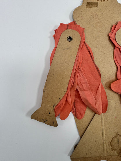 Vintage Paper Decoration | "Winged Scarecrow" w/ Crepe Paper Pop Up Wings | Made in Japan