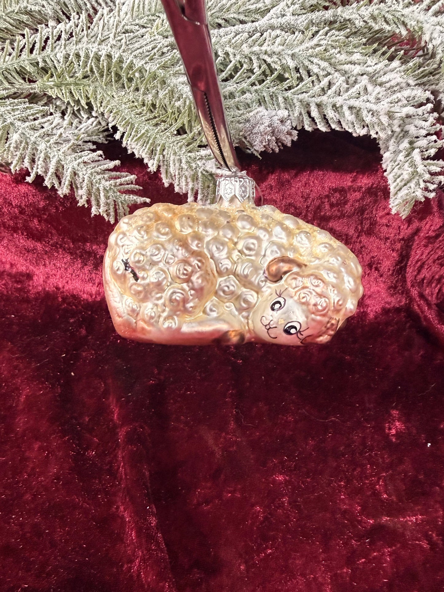 Vintage Christmas - Handblown Glass Ornament - Sheep - Inge Glas - Germany